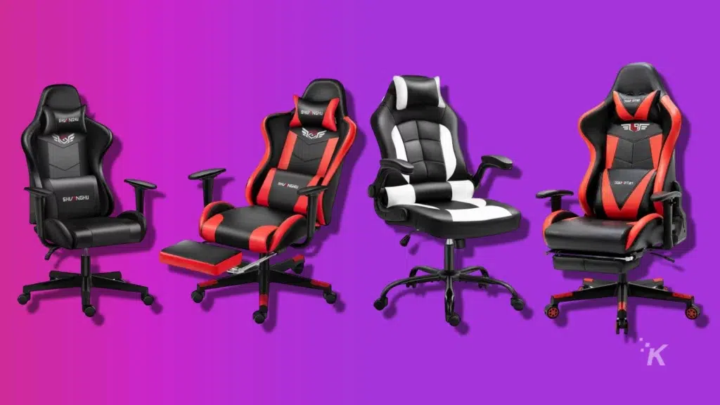 budget gaming chairs on purple background