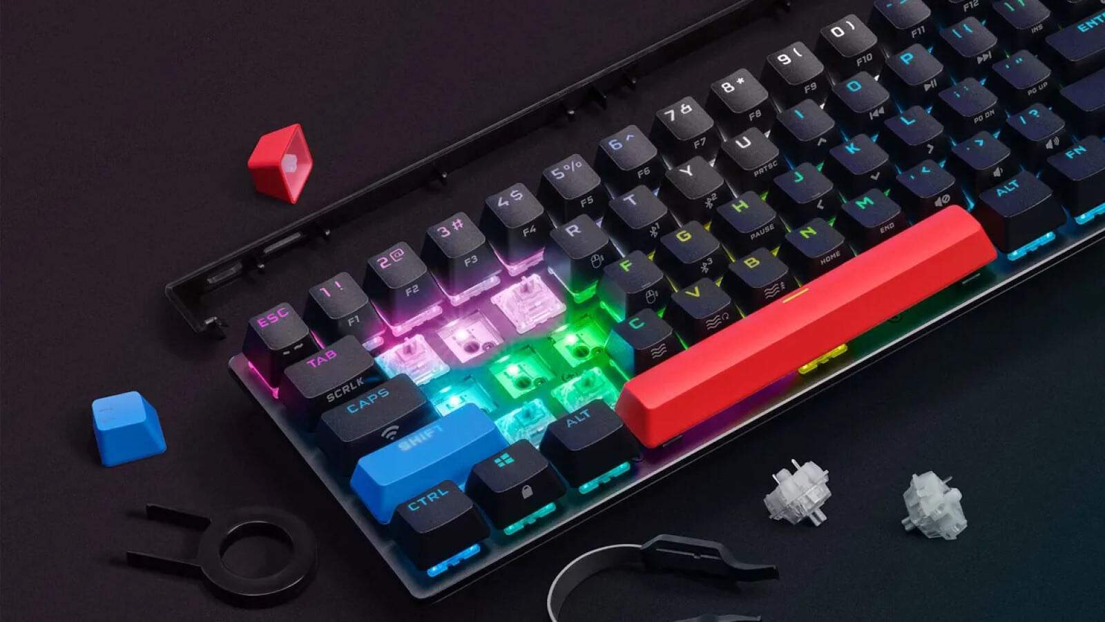 corsair k70 pro mini wireless mechanical keyboard on a desk