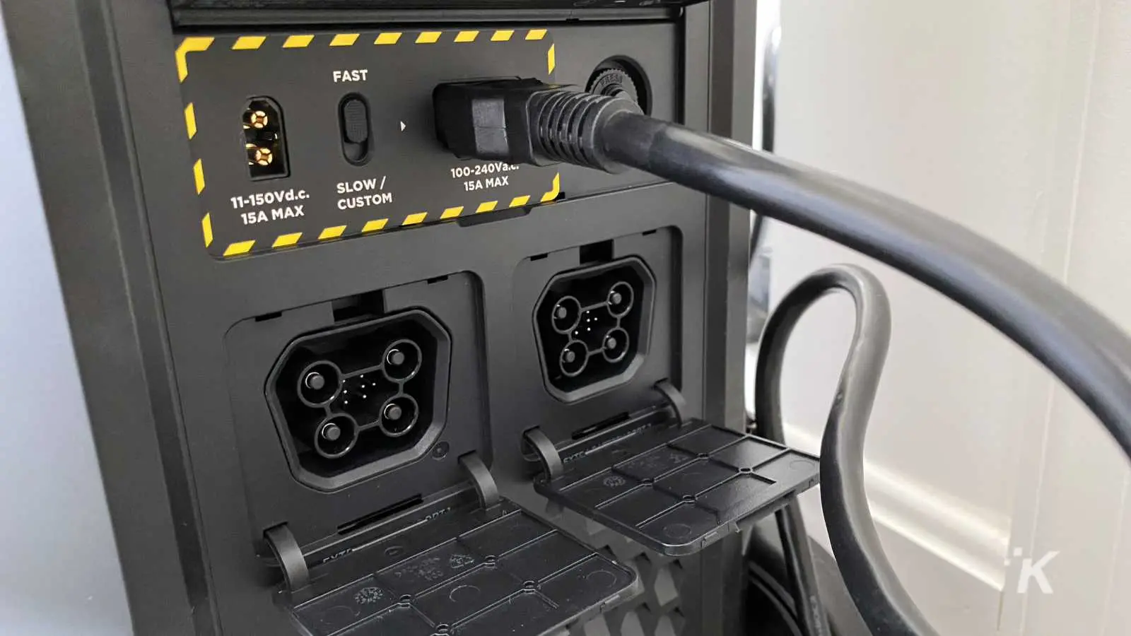 closeup of the charging ports on the ecoflow delta pro