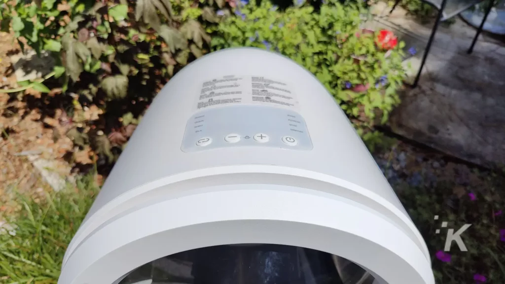 dryer in backyard displaying settings