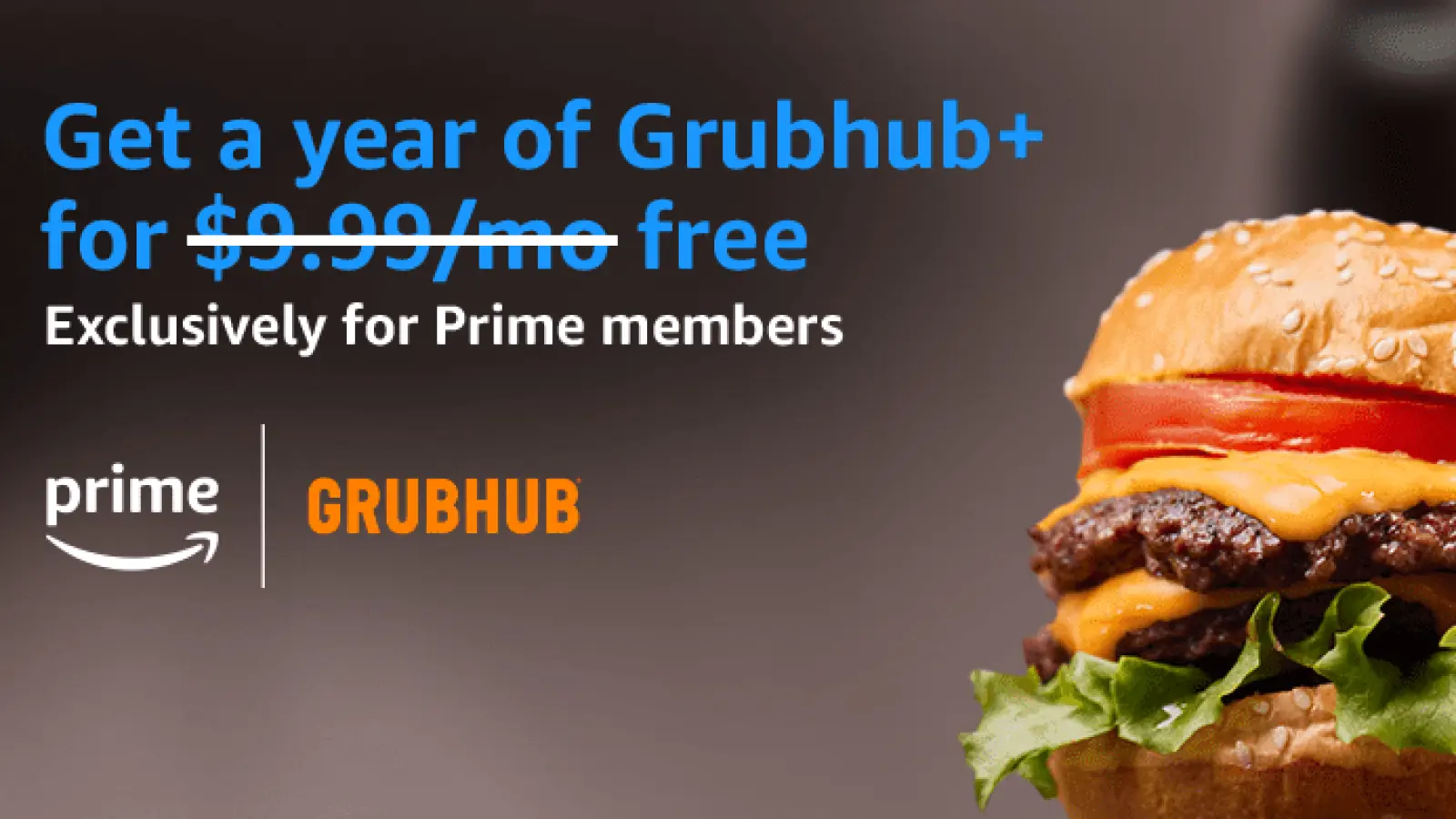 Screenshot of free grubhub plus offer for amazon prime members