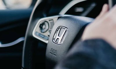 Honda logo on steering wheel