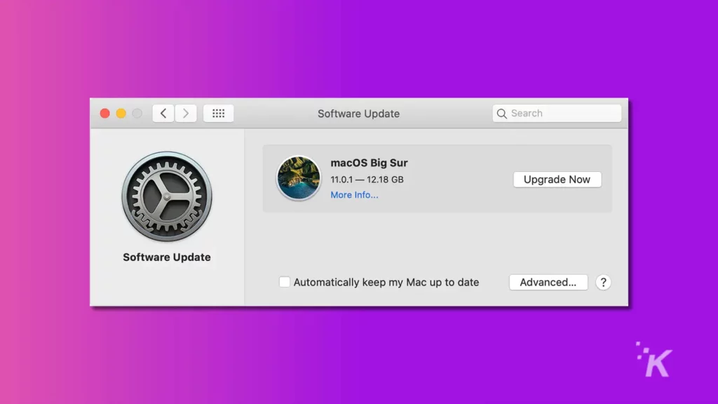 screenshot of mac software update menu to update your mac