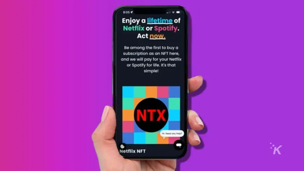 revuto nft netflix on purple background