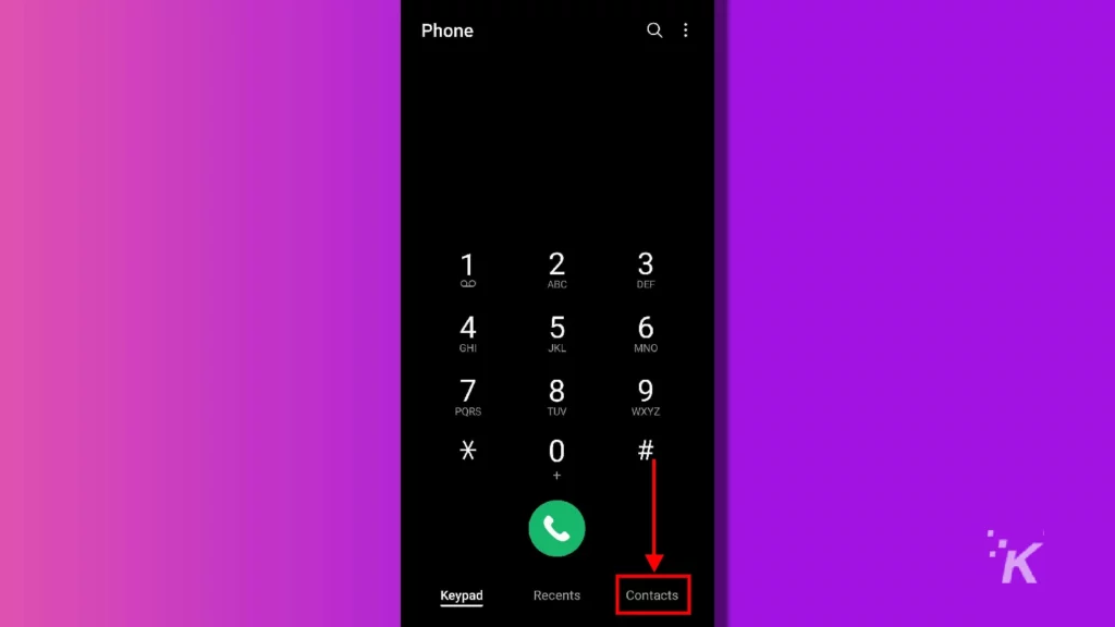 samsung galaxy contacts button