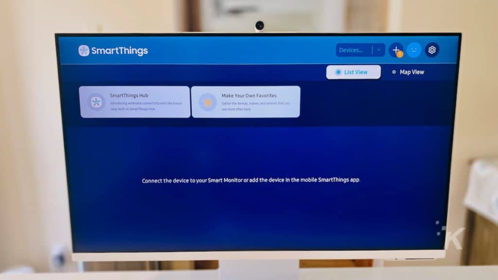 Samsung smartthings on a monitor