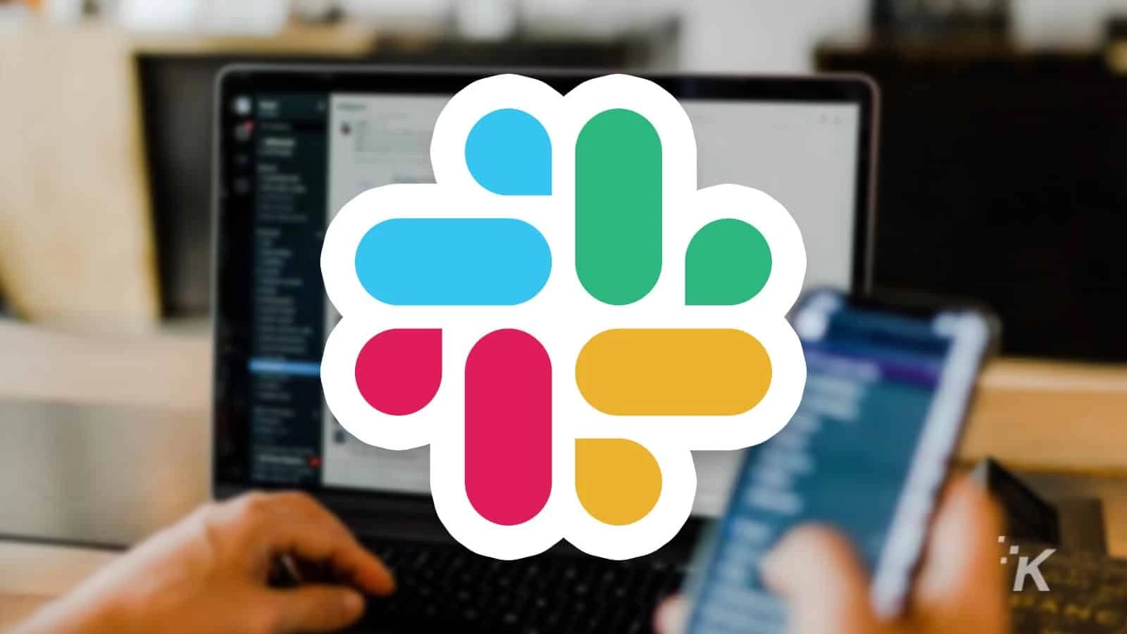 Slack logo and blurred backgroun