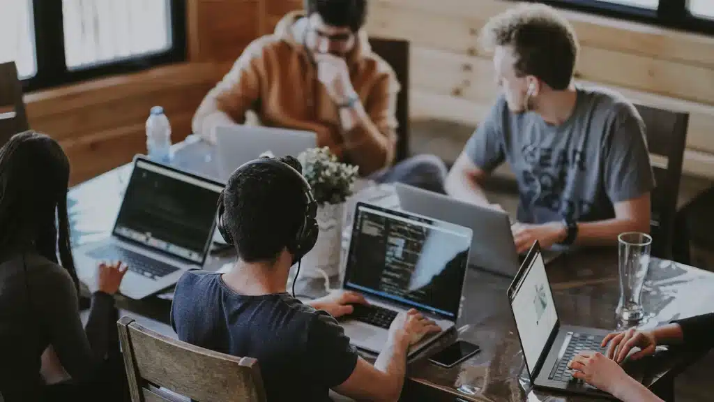 people in front of computers training