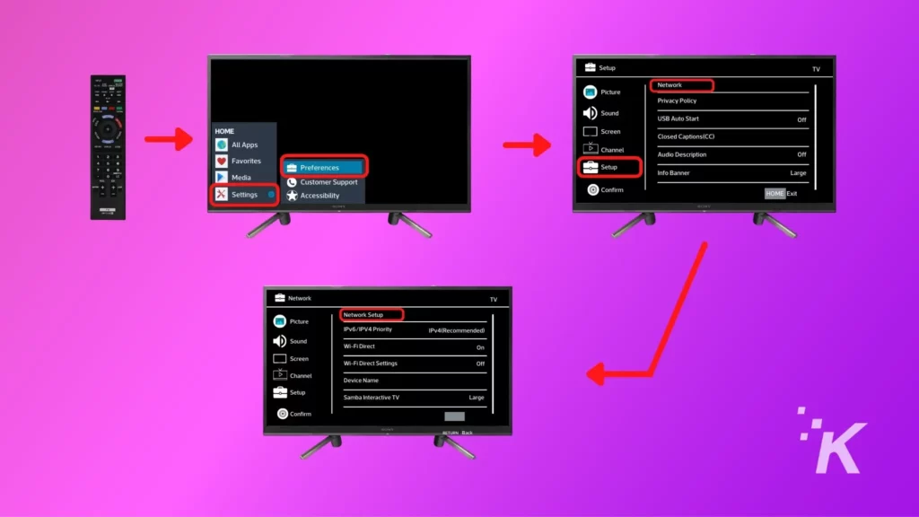 Sony tv network settings instructions