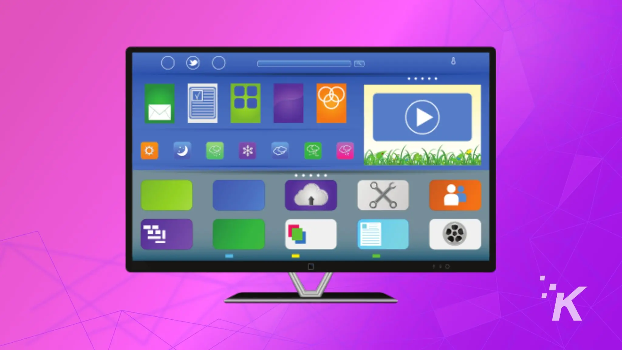 Smart tv image on purple background