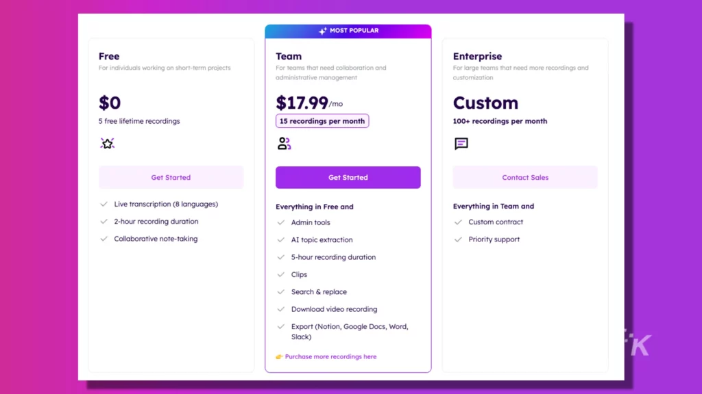 airgram pricing on purple background