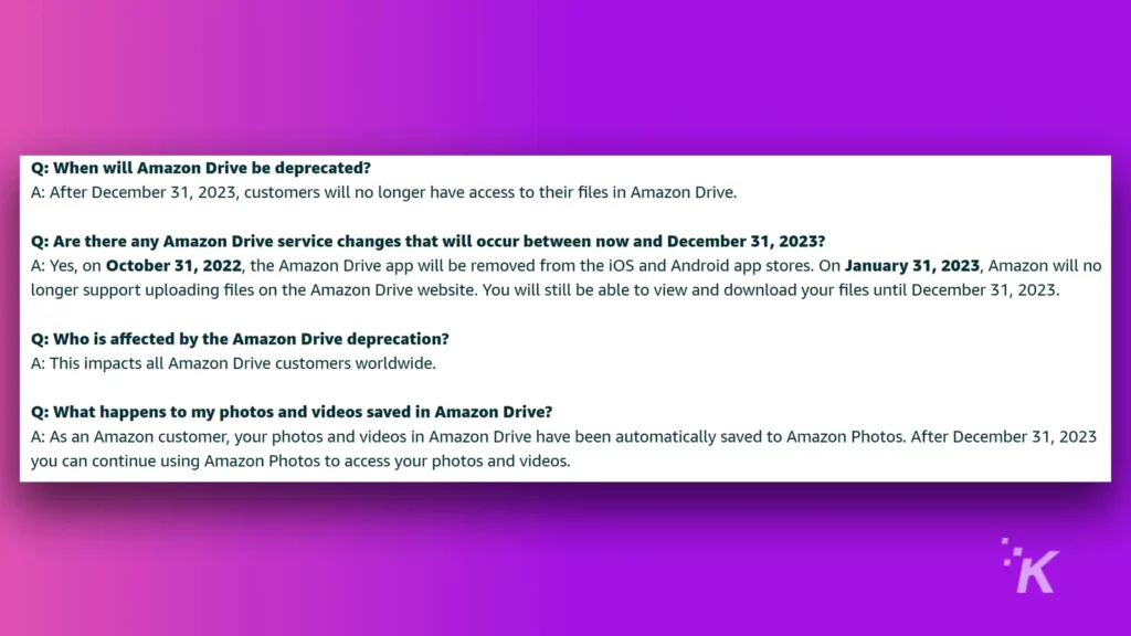 amazon faq for amazon storage