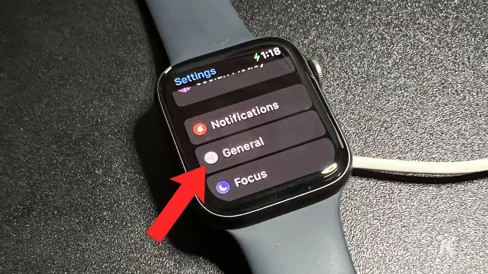 general settings menu on apple watch