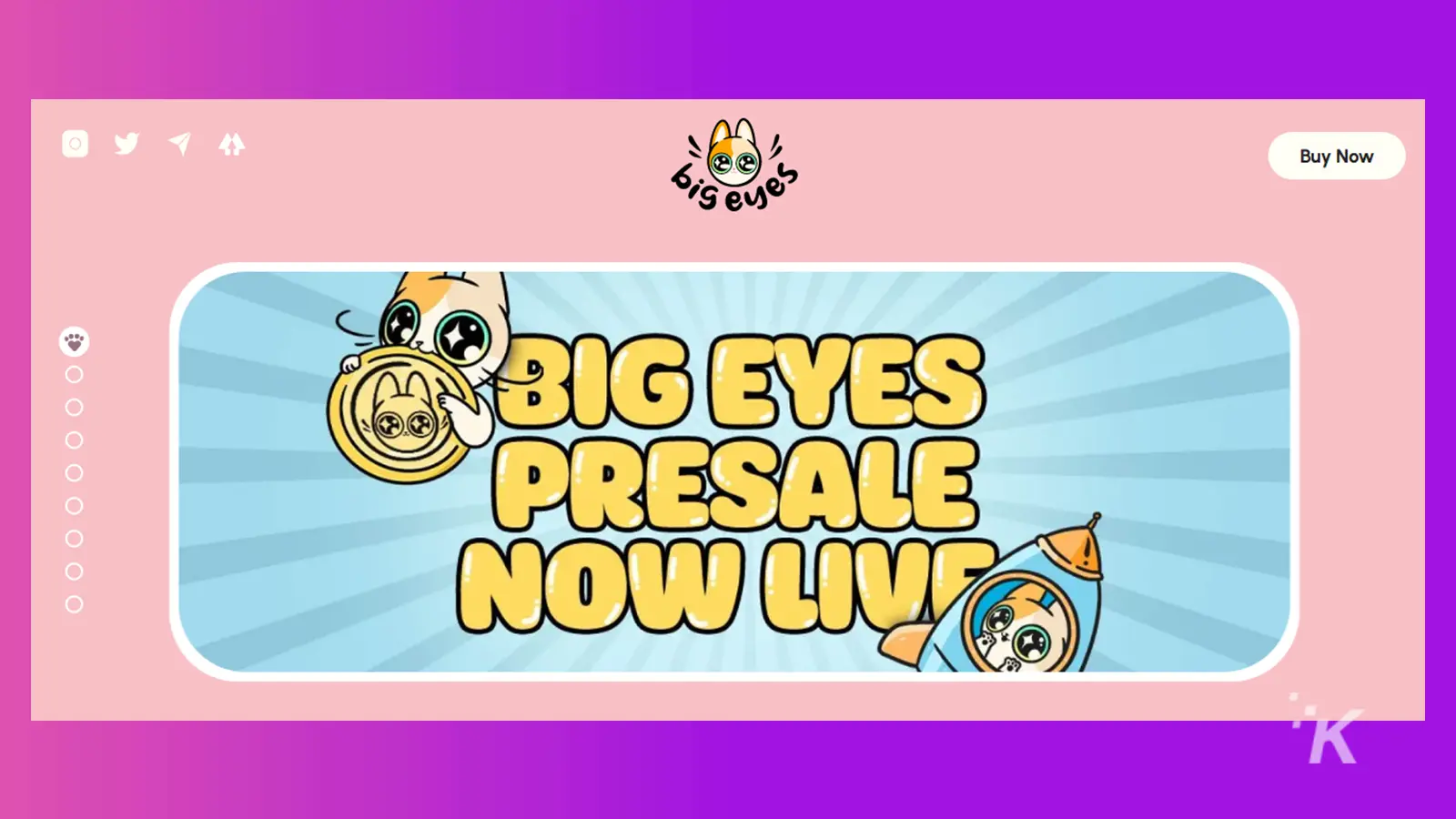 illustration of cats with the writing big eyes crypto presale now live