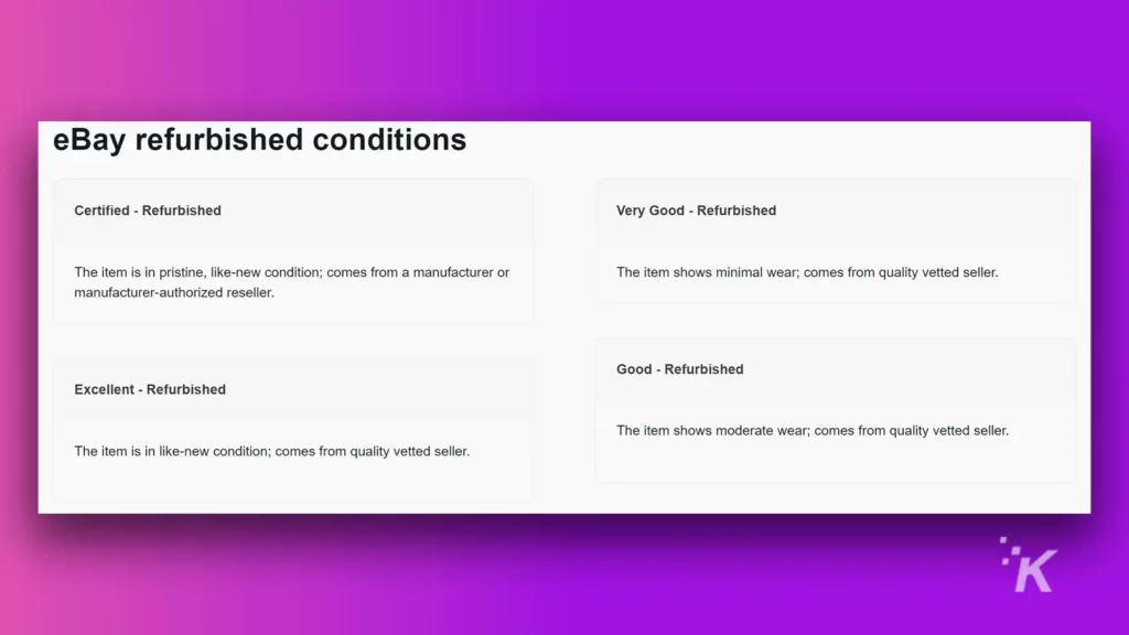 ebay refurbished conditions