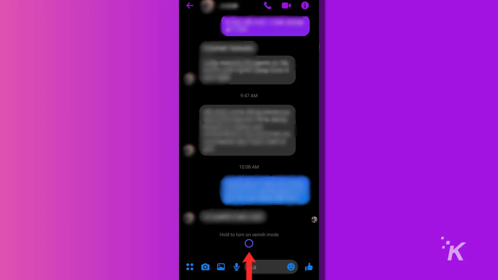 Facebook Messenger Hold for Disappear Mode