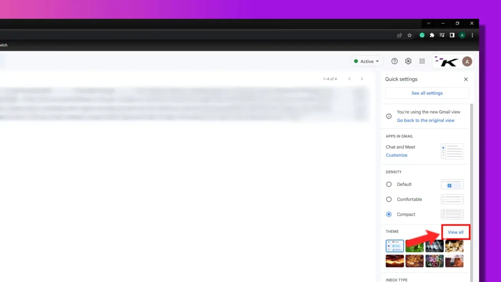 gmail settings view all themes
