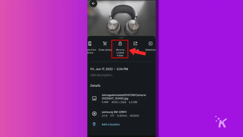 google photos move to locked folder