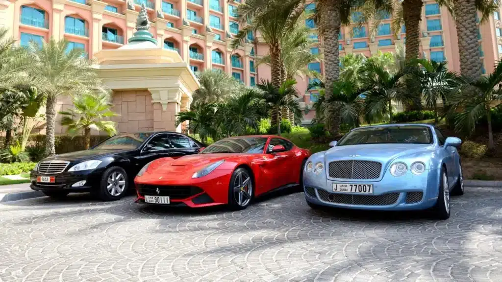 Luxury chinese cars parked in a row