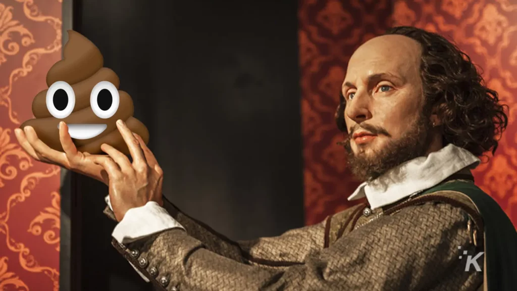 shakespeare holding poo emoji