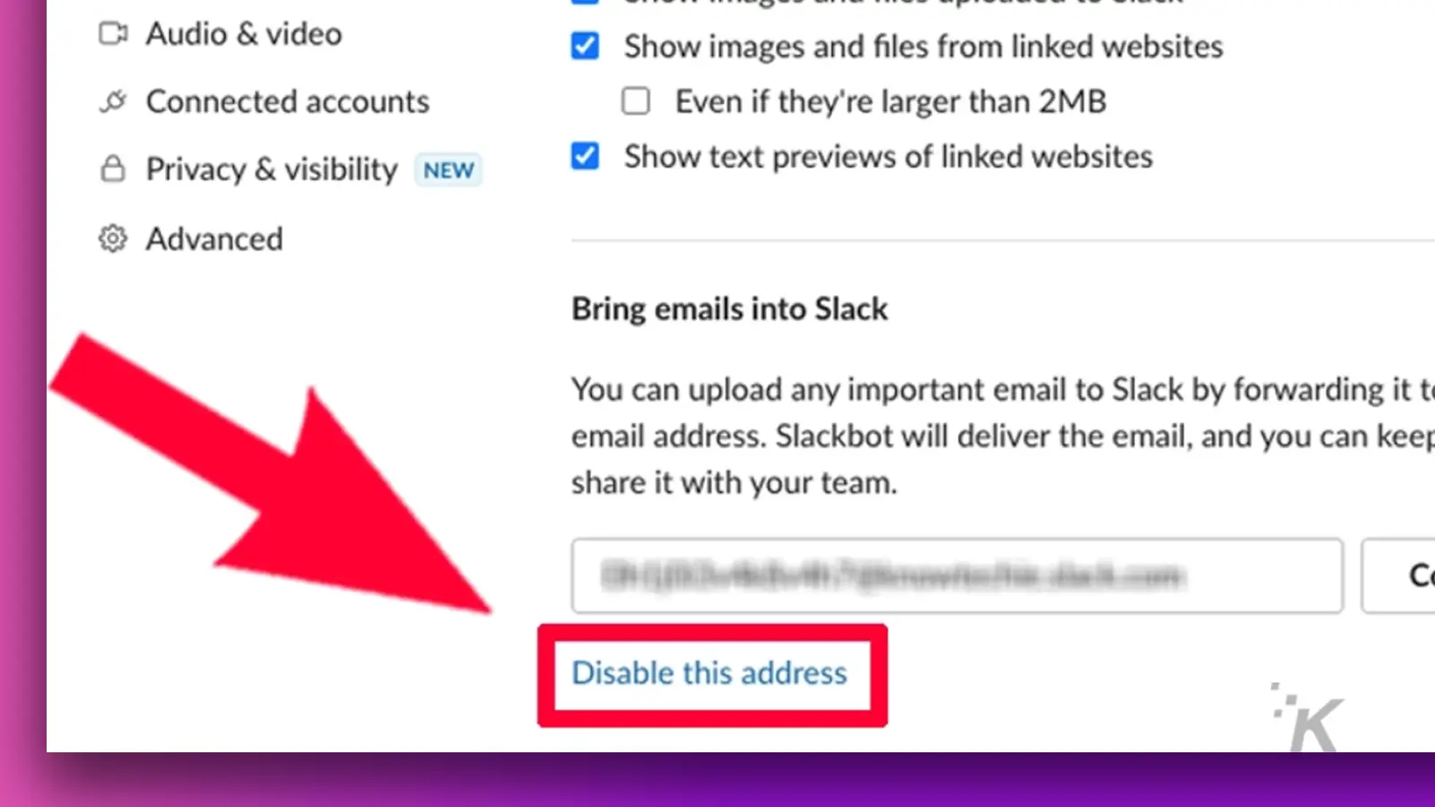 slack email preferences