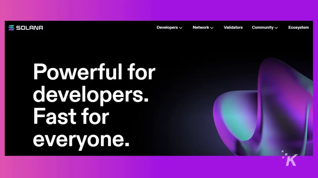 Solana homepage