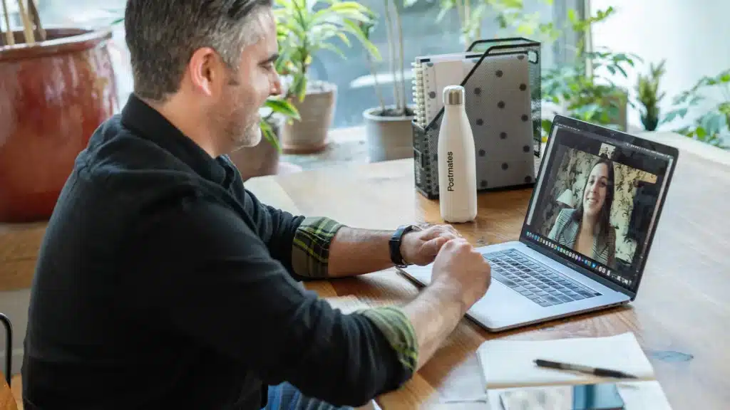video call on laptop
