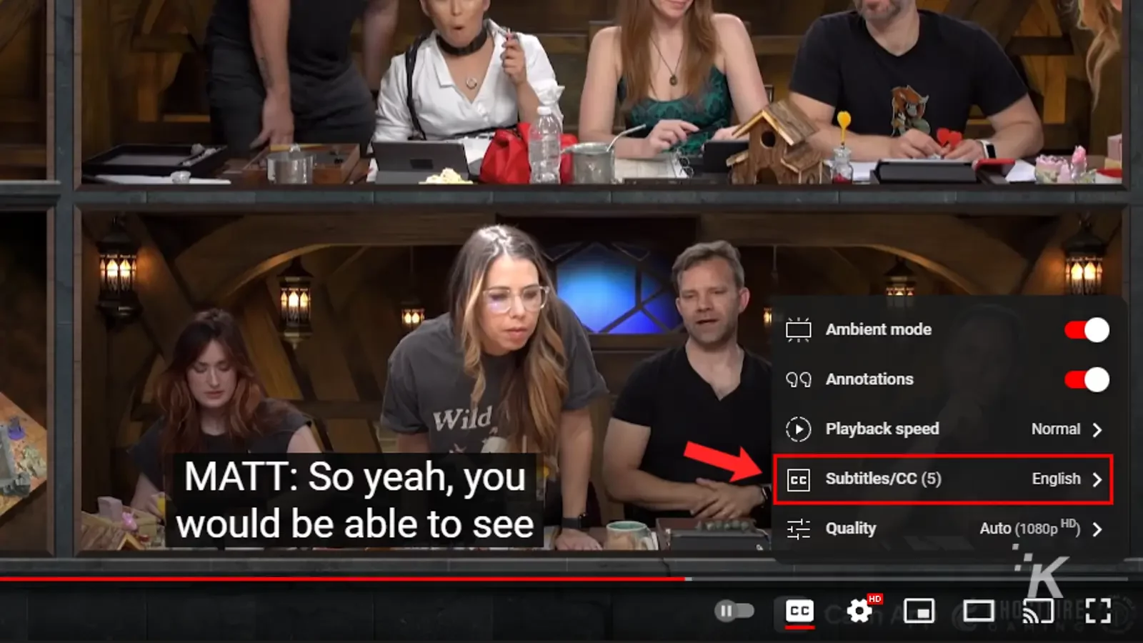 youtube video subtitles settings button