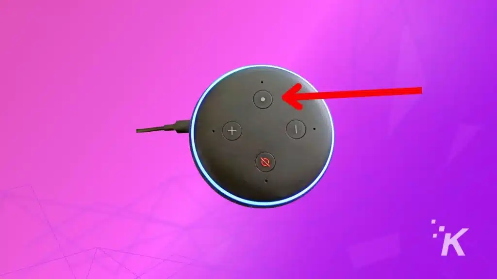 Press button on echo device to reset