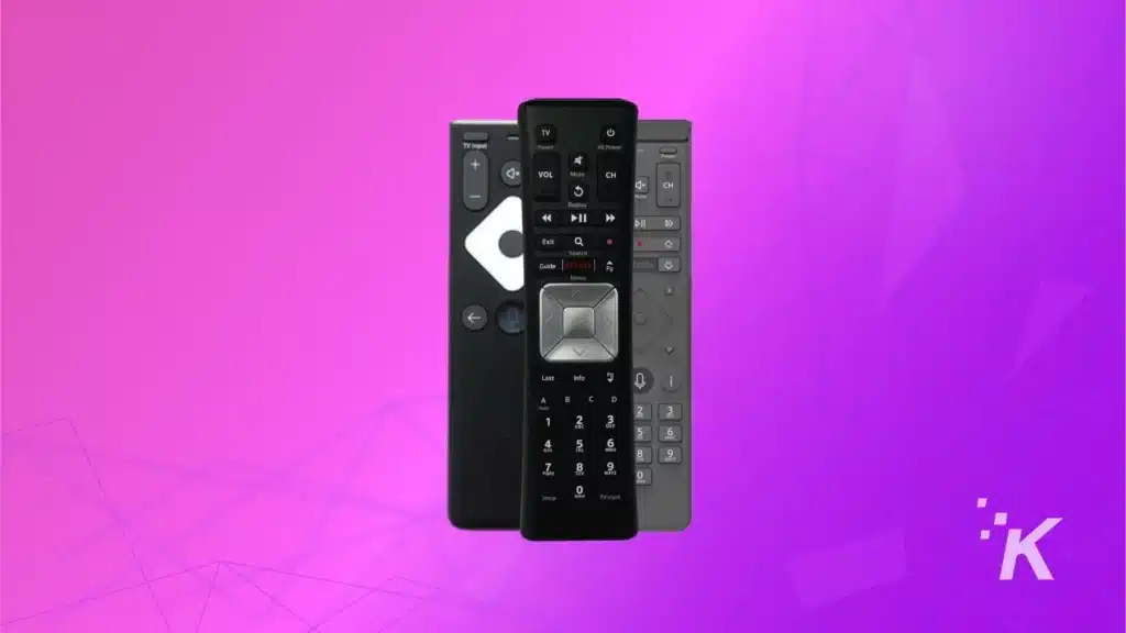 Xfinity comcast remote on the purple background