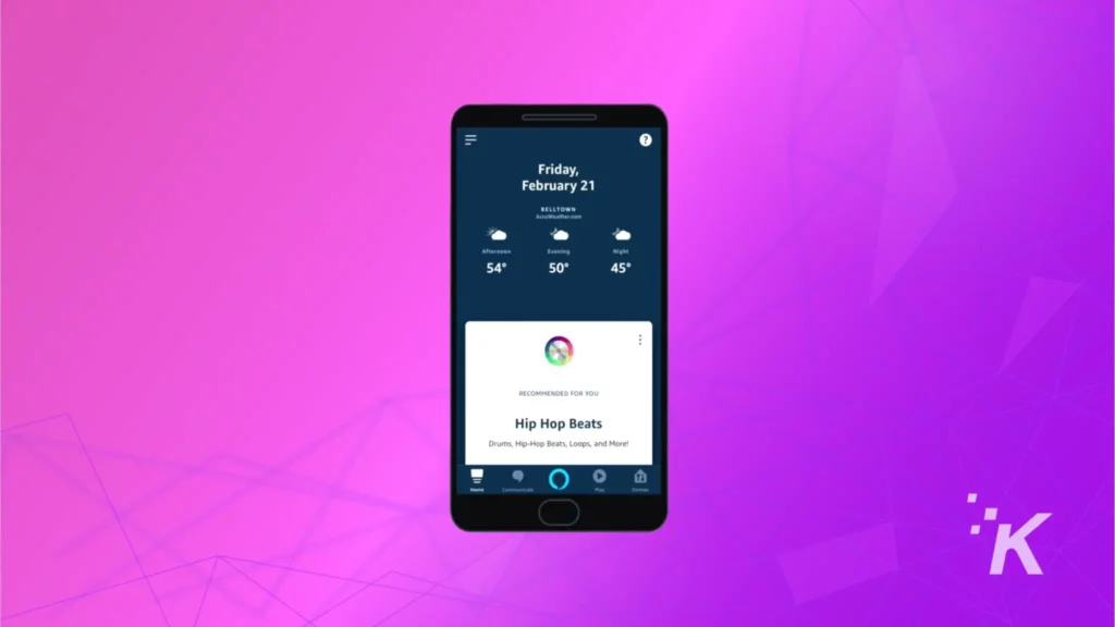 Alexa app interface on smartphone