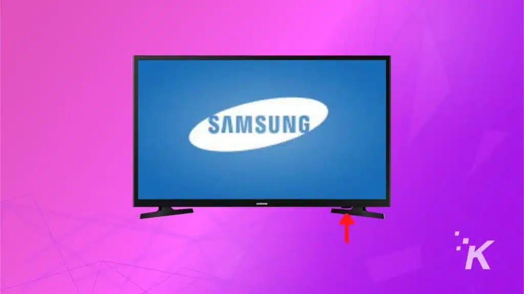 Samsung smart tv on purple background