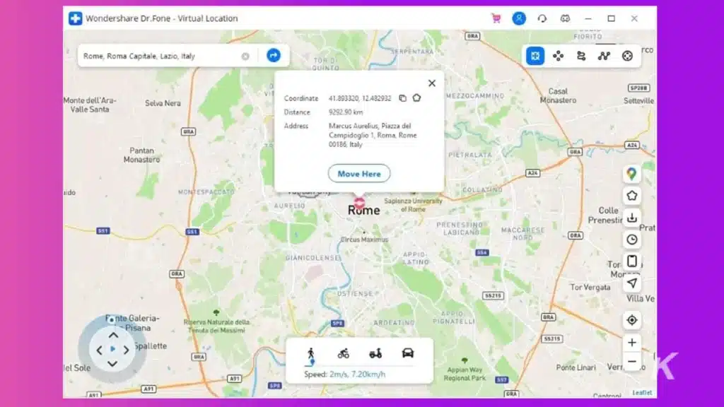 Wondershare Dr Fone map of Rome