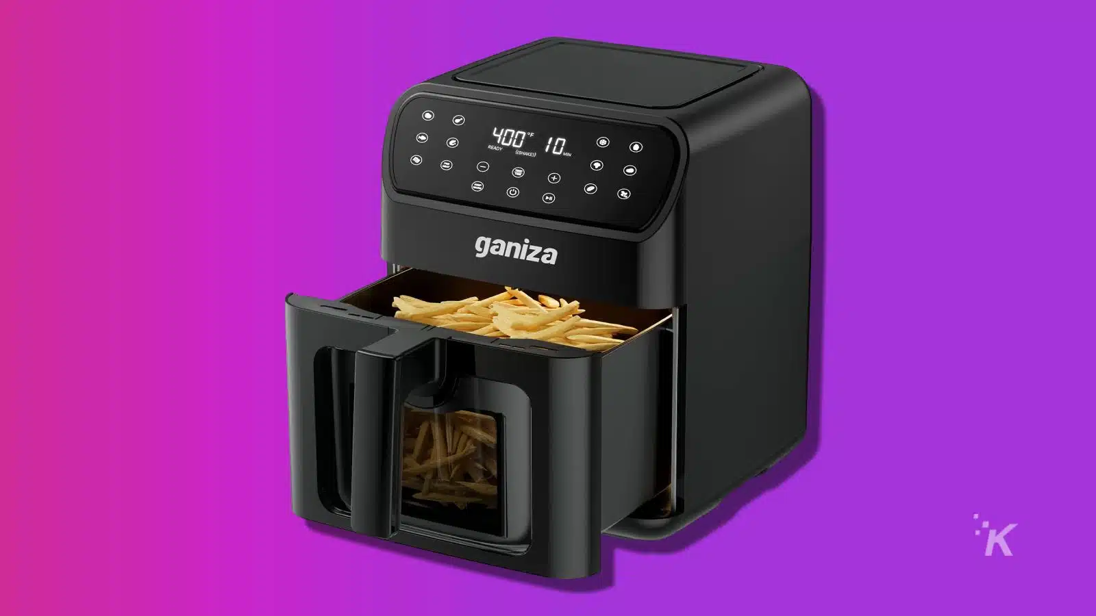 6 quart ganiza air fryer on purple background