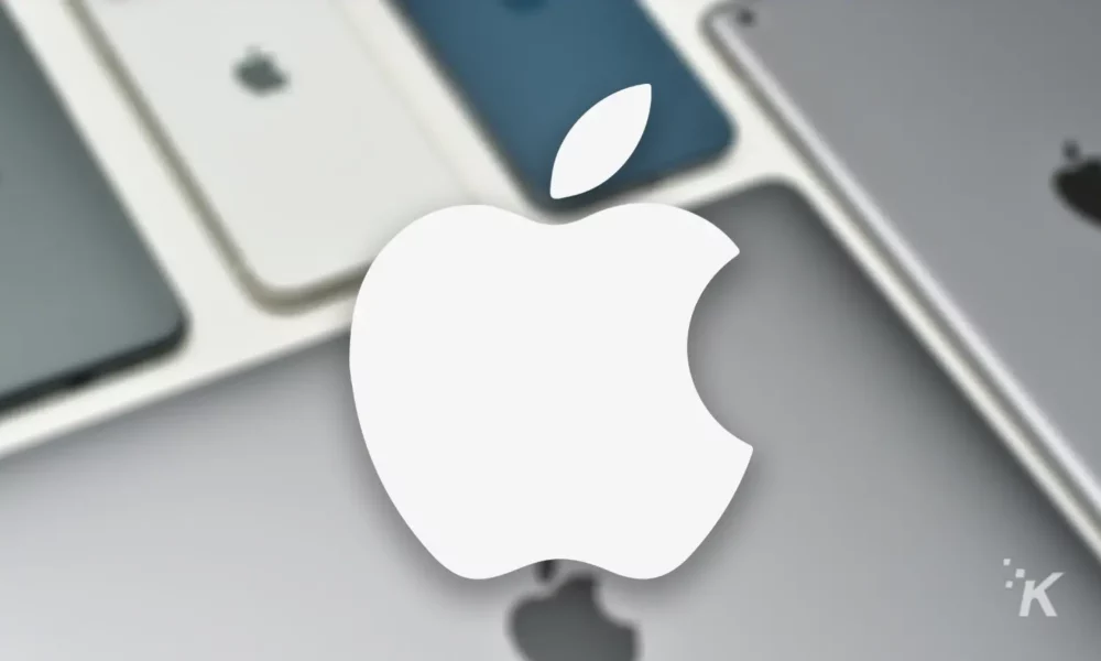 Apple logo white blurry background