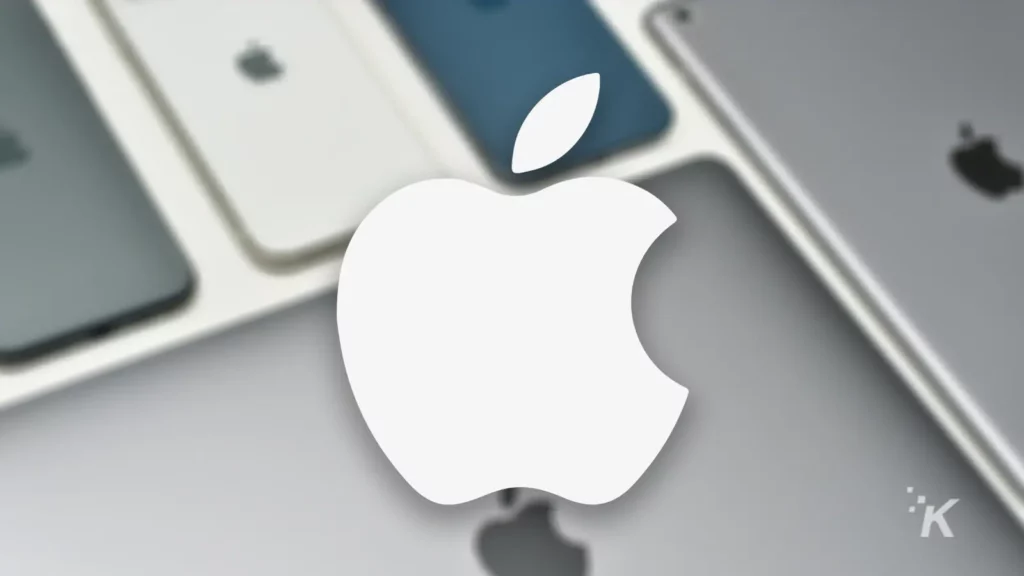 apple logo white blurry background