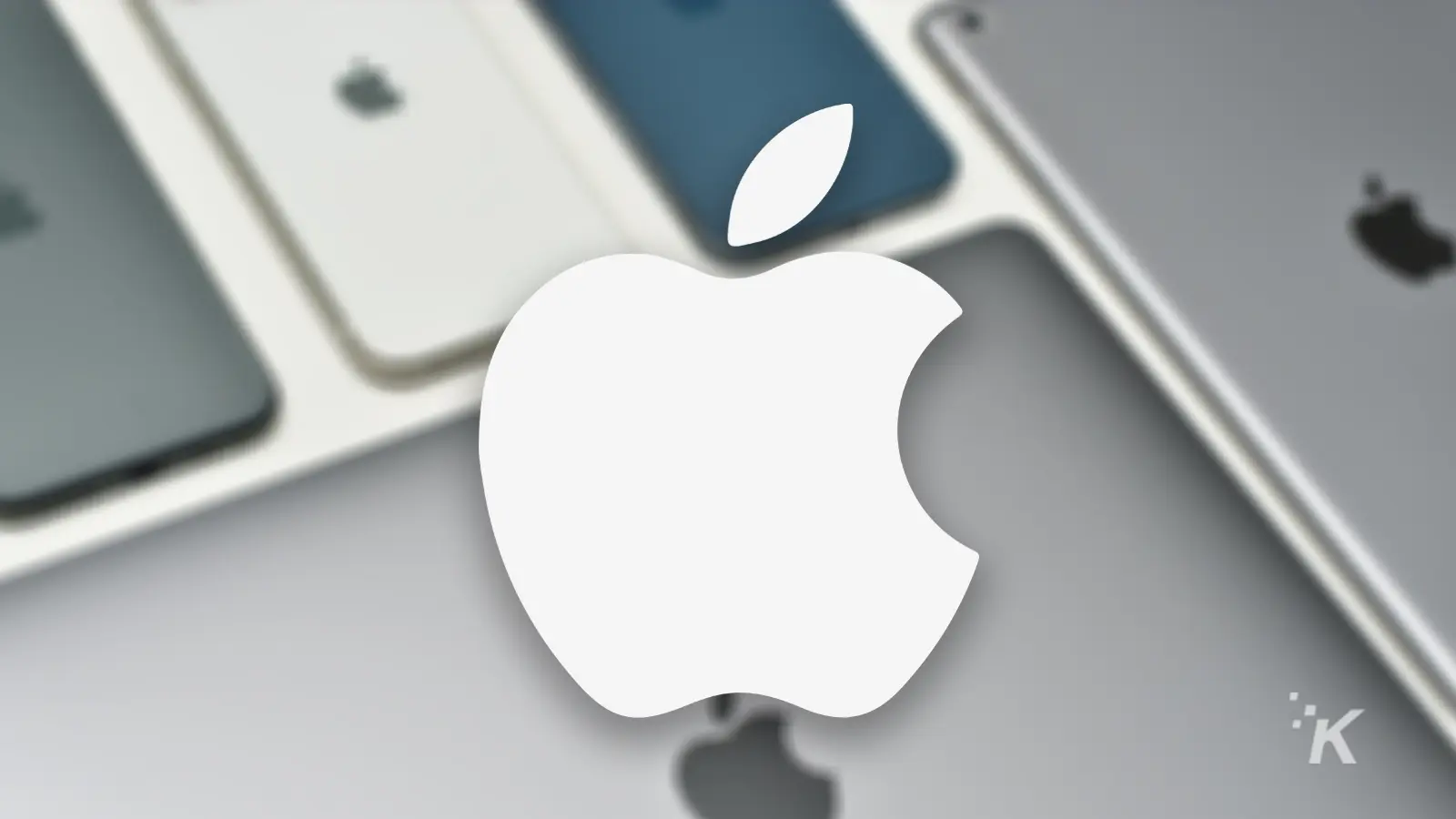 apple logo white blurry background