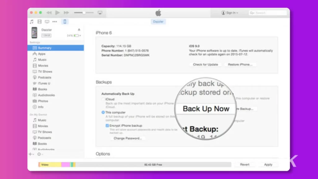 back up now screen ipad