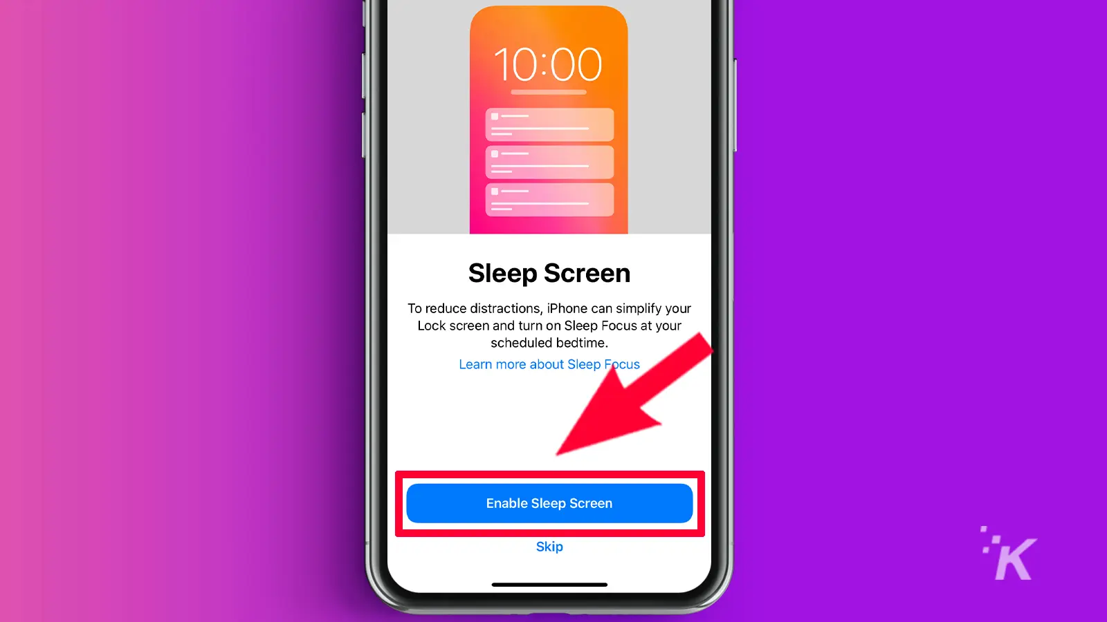 enable sleep screen