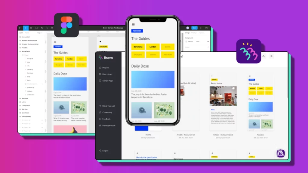 figma design prototype on purple background