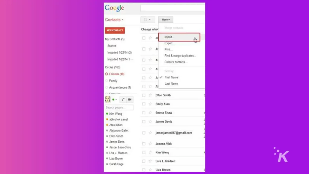 google import to phone screen