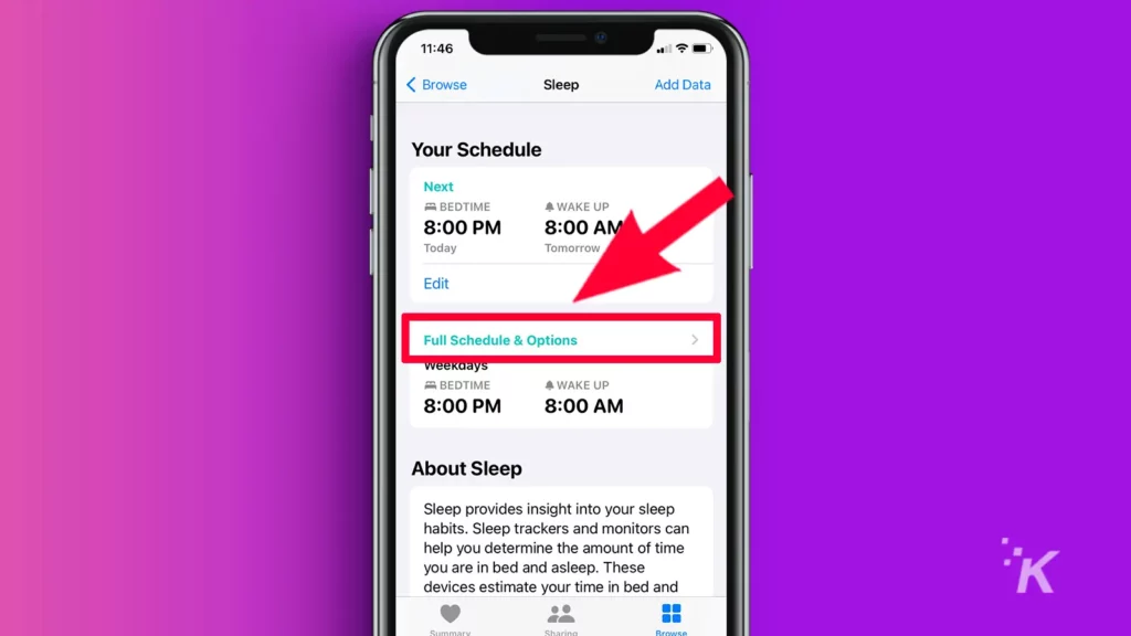 health sleep schedule options