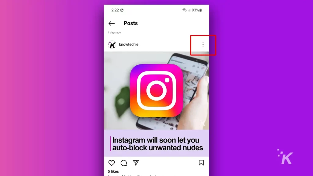 instagram post showing knowtechie profile