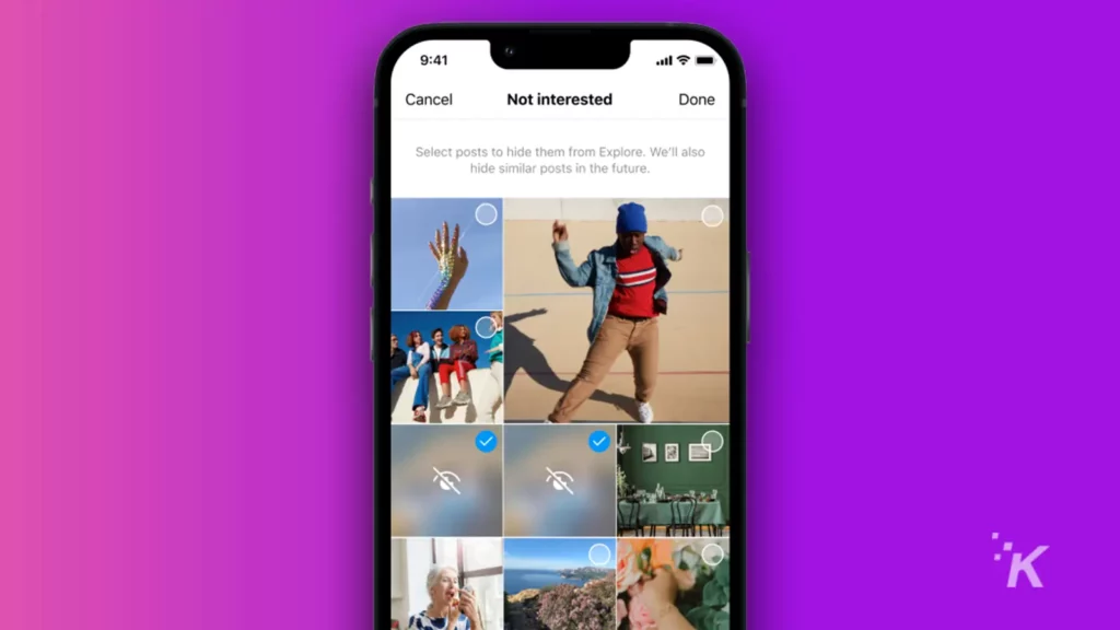 Instagram edit suggestions screen