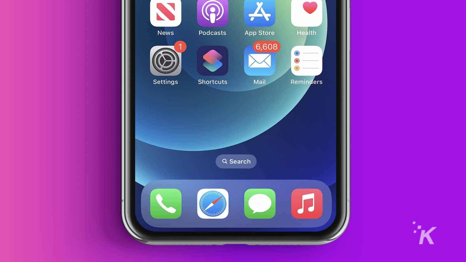 ios 16 home screen search button