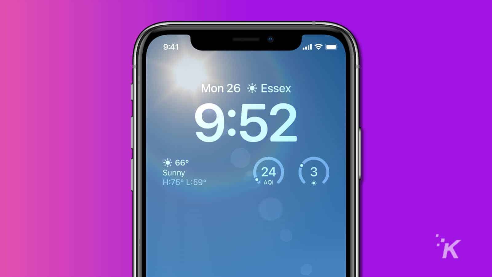 screenshot of ios 16 weather lockscreen