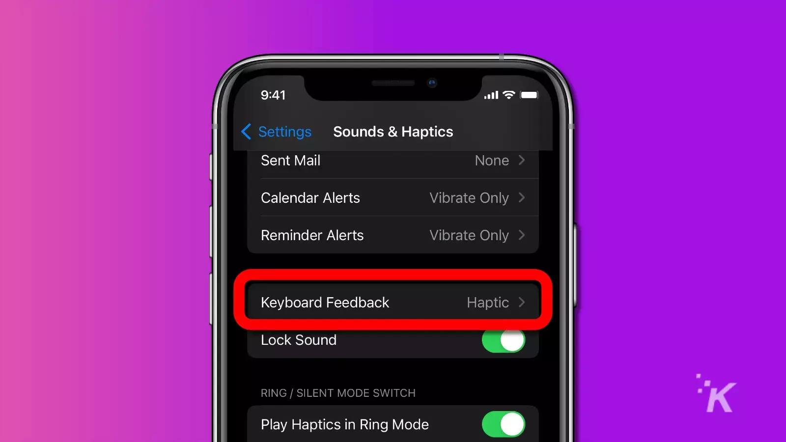 ios settings keyboard feedback options