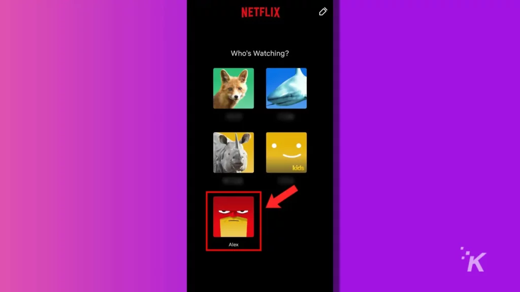 netflix mobile choose profile