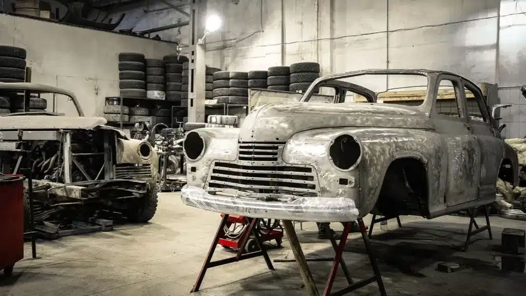 old car body in shop 