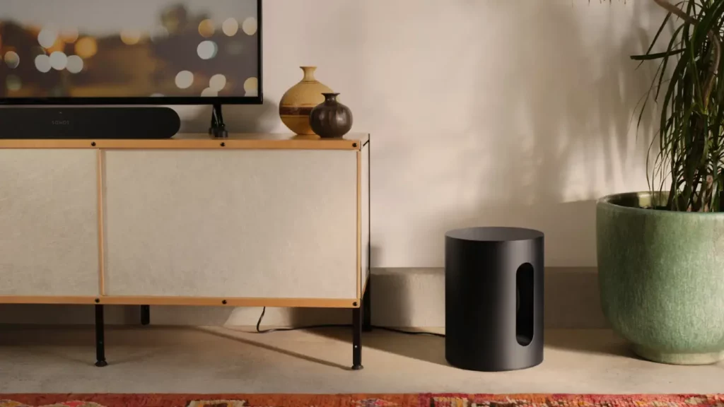 sonos sub mini on floor